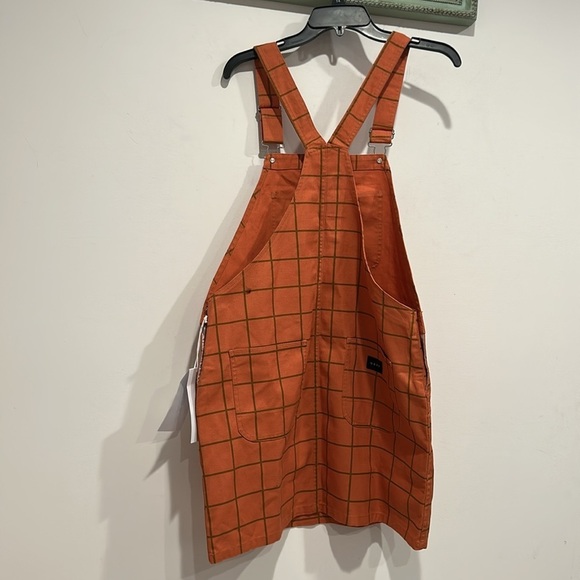 Obey Estate Overall Dress Cotton Blend Denim Window Pane Print Checkered mini - Picture 6 of 7